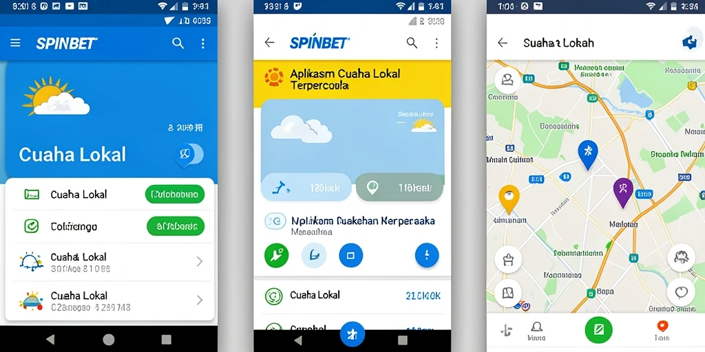 Tampilan antarmuka SPINBET menunjukkan informasi cuaca lokal dengan jelas.