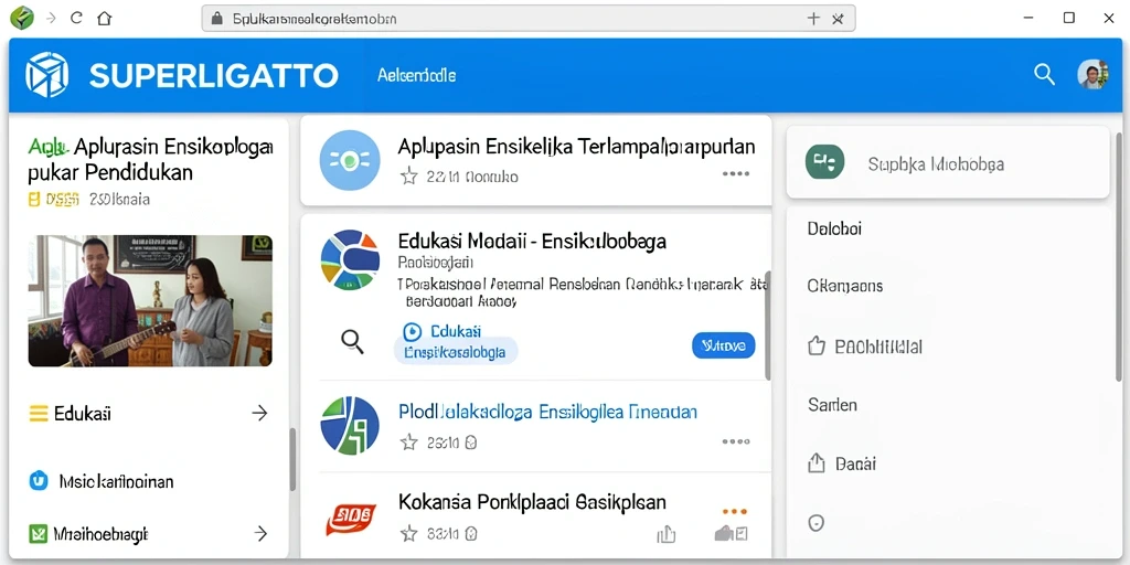 Antarmuka aplikasi SUPERLIGATOTO menampilkan berbagai informasi edukatif.