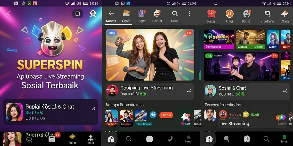 Antarmuka Live Streaming SUPERSPIN yang interaktif dan menarik.